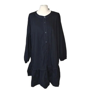 Beachlunchlounge | Cotton Swing Dress Ruffled Skirt Minimalist Witchy Black XXL